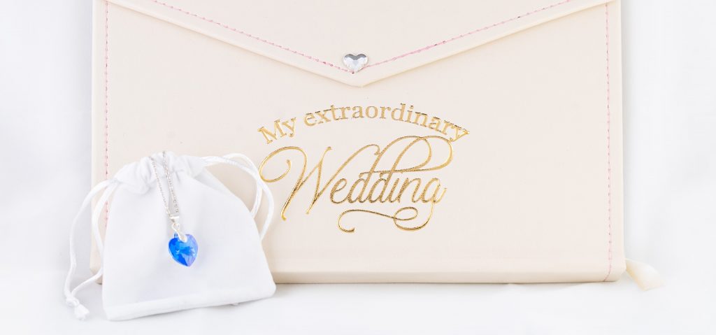 agenda de bodas con dije algo azul para tu boda